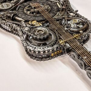 A guitar with a lot of mechanism